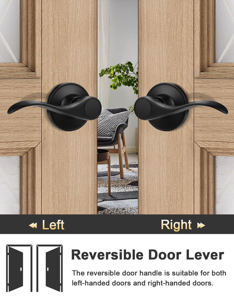 Tinewa Camelot Trim Lower Half Handleset, Matte Black Finish, Upgated Entry Door Handle with Accent Wave Door Lever for Electronic Keypad with Drop Interior Left Handed Lever - Image 4